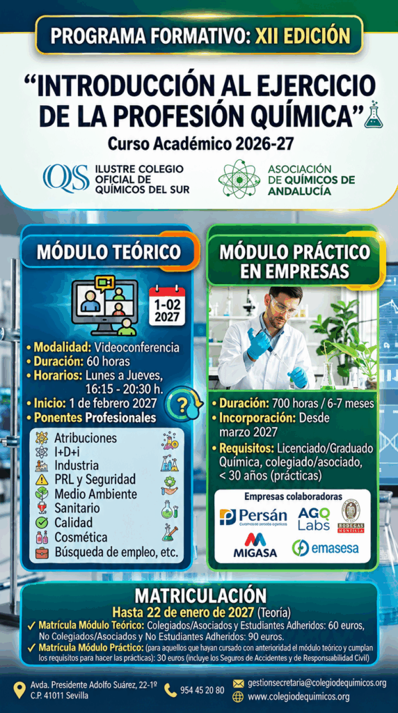 PROGRAMA FORMATIVO: “INTRODUCCIÓN AL EJERCICIO DE LA PROFESIÓN QUÍMICA”