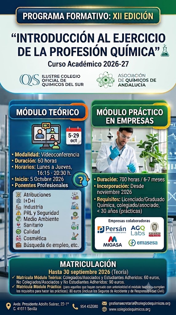 PROGRAMA FORMATIVO: “INTRODUCCIÓN AL EJERCICIO DE LA PROFESIÓN QUÍMICA”