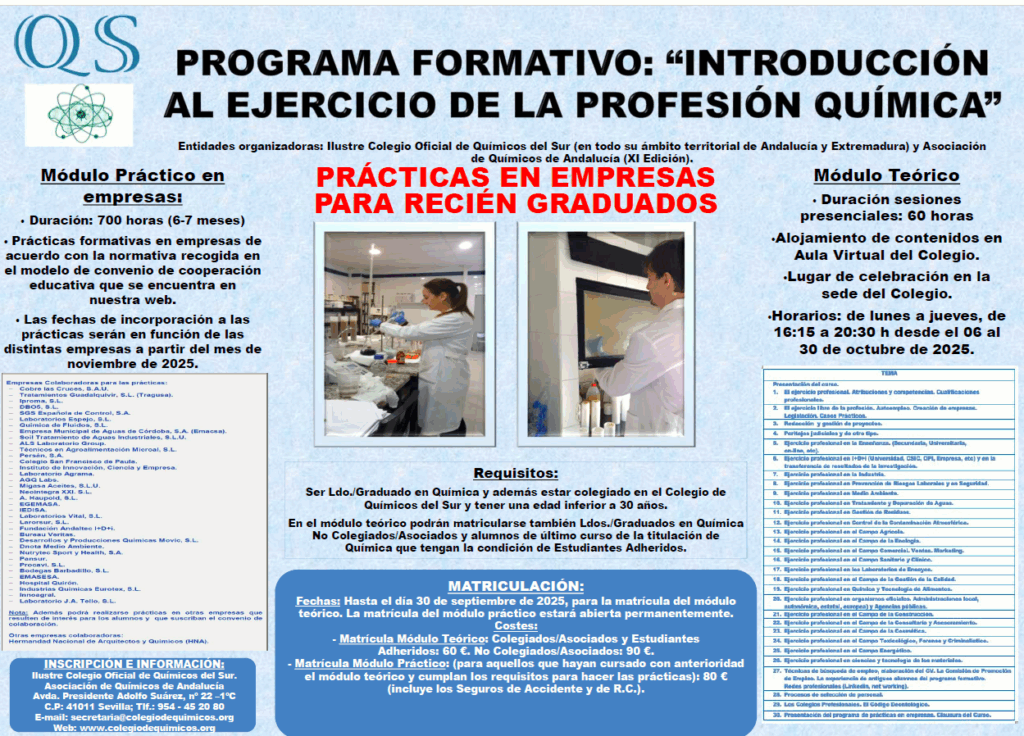 PROGRAMA FORMATIVO: “INTRODUCCIÓN AL EJERCICIO DE LA PROFESIÓN QUÍMICA”