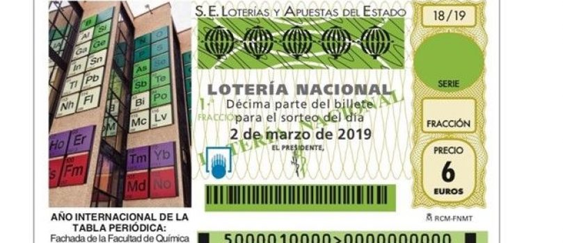 La tabla periódica protagoniza un décimo de la Lotería Nacional en marzo